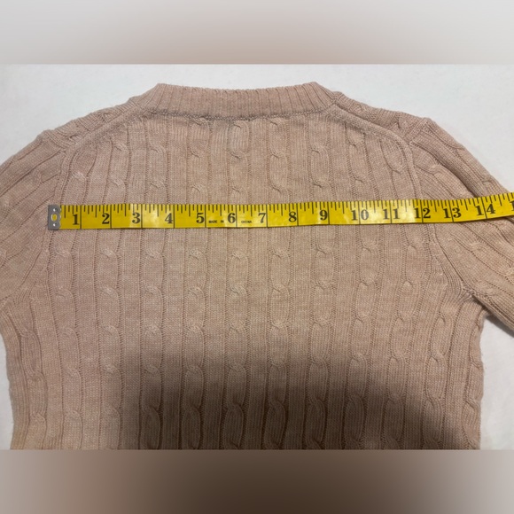 JCrew, camel color, wool & nylon v neck cable sweater, PXS - Picture 10 of 11